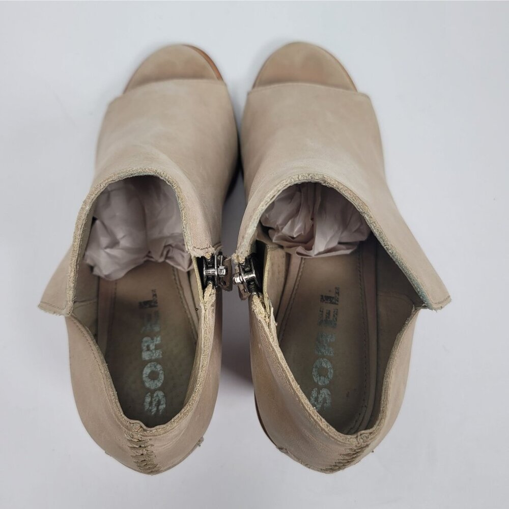 Sorel Nadia Women's Beige Peep Toe Ankle Boots US Size 9 - Picture 5 of 9